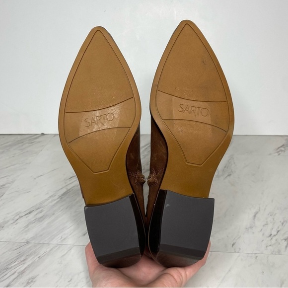Franco Sarto Spur Brown Leather Bootie 9M - Picture 14 of 15